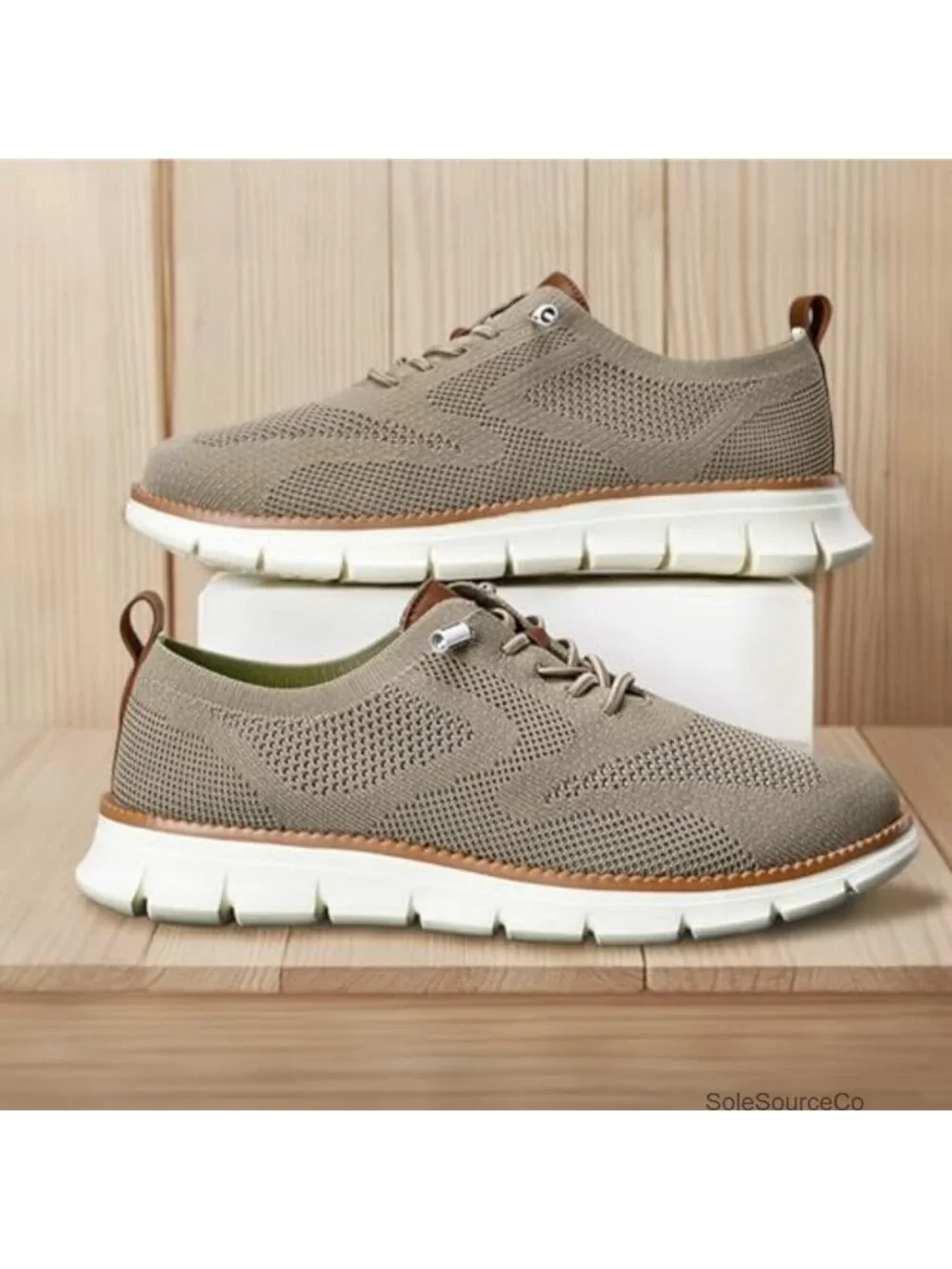Men's Breathable Knit Oxford Shoes Lightweight Dress Sneakers Casual Lace-Up